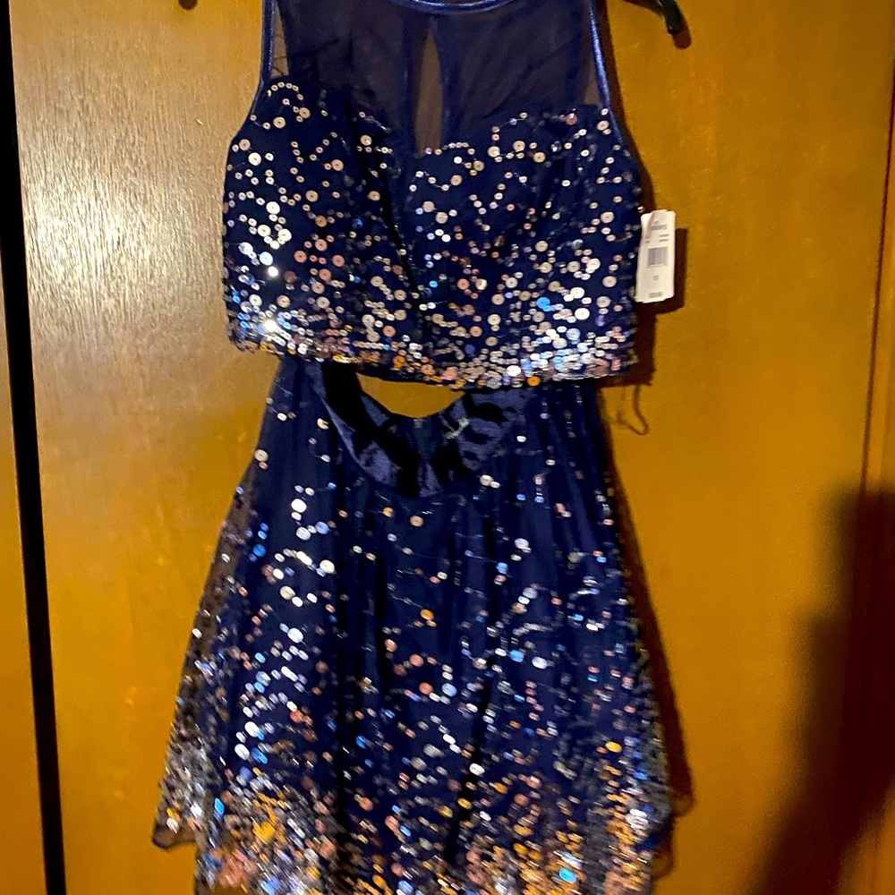 Blue two piece sequin dress size 13
